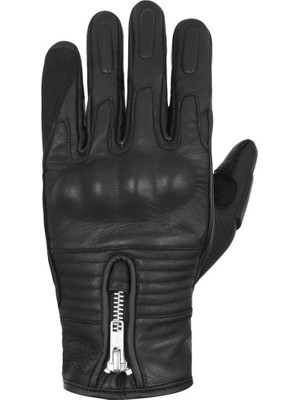 The Biker Jeans Siyah Retro Deri Motosiklet Eldiveni Korumalı Özelliklerle Mükemmel Uyum