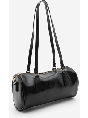 Marjin Kadın Fermuar Kapama El ve Omuz Çantası Zeton Siyah