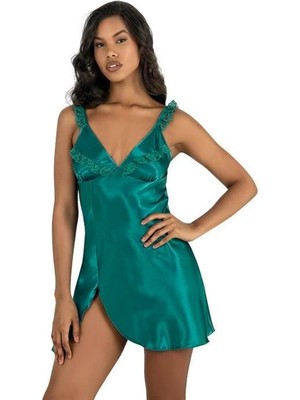 Çamaşır Kenti Zümrüt Kısa Saten Gecelik 8237