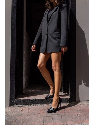 Angelina Jones Duarte Kadın Kot Kumaş Taşli Topuklu Stıletto