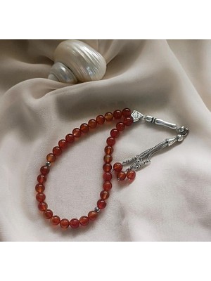 Tesbih 33 Lü 08 mm Doğal Taş Akik Sardoniks Tesbih