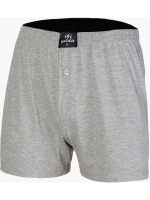 İki Yıldız Büyük Beden %100 Pamuklu Penye Boxer