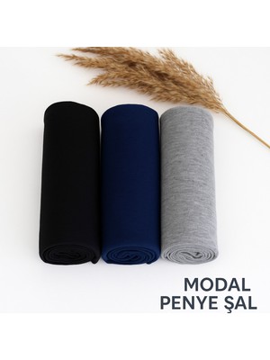 Penye Şal 3 Set Kalite Penye Şal (Siyah Lacivert Giri) Modal