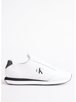 Calvin Klein Beyaz - Siyah Erkek Sneaker Retro Runner Sock Laceup Lth