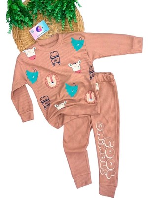 Dinamik çocuk Cool Animals Hayvan Desenli Oversize 2li Alt Üst Çocuk Takım