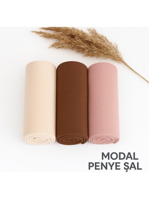 Penye Şal 3 Set Kalite Penye Şal (Krem Pudra Kahve) Modal