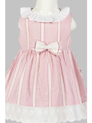 Dinamik çocuk %100 Pamuk Kız Bebek/çocuk Dantelli Fiyonklu Kolsuz Elbise
