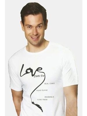 Çamaşır Kenti Berrak Erkek  Love Baskılı T Shirt 1037