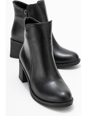 Ccway Kadın Sade Fermuarlı Bot SİYAH CİLT