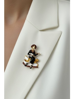 Modex Renkli Öğretmen ve Kitap Temalı Broş (4cm)