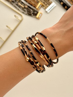Youes Jewelry Leopar Desenli Bileklik Kadın Bilezik
