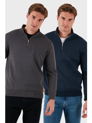 Buratti Pamuklu Regular Fit Dik Yaka 2'li Paket Sweat Erkek Sweat 59052592S2