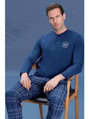 Ower Sleep Erkek Penye Süprem Genç Önü Patlı Pijama Takımı | Lacivert 2155
