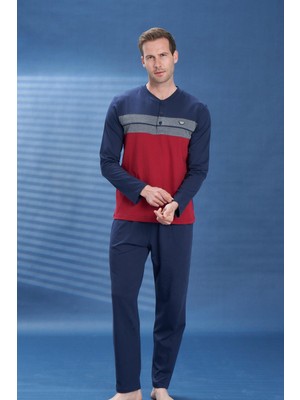 Ower Sleep Erkek Penye Süprem Genç Önü Patlı Pijama Takımı | Bordo 2116