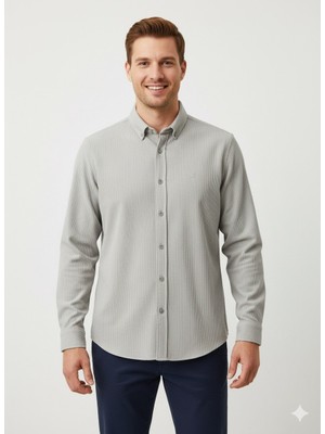 Modaplaza Erkek Örme Fitilli Slimfit Gömlek