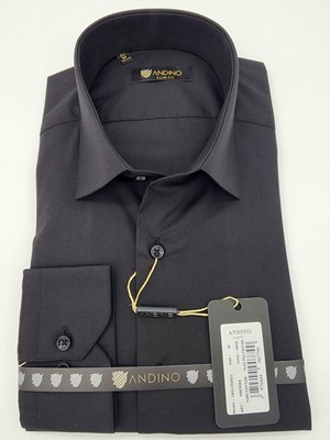 Andino Slimfit Siyah Erkek Gömlek Pamuk Polyester Dar Kesim Yapısıyla AS09K506A-4006