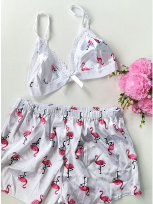 Çamaşır Kenti Şortlu Sexy Filamingolu Takım