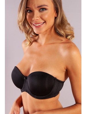Çamaşır Kenti Gabrıella Balconette Foam Cup Bra, Siyah Konforlu ve Şık Sütyen, Strapless