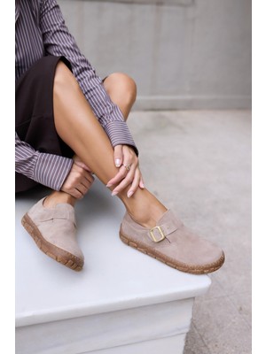 Angelina Jones Alessi Kadın Taba Tutun Suet Kaucuk Taban Loafer Ayakkabi