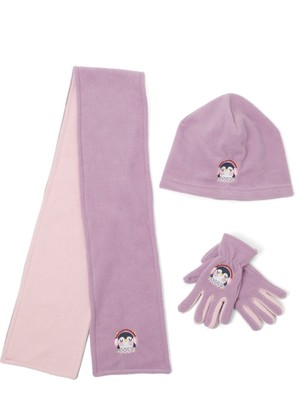Polaris Pl Penguen Set G-5pr Lila Kız Çocuk Atkı/bere/eldiven