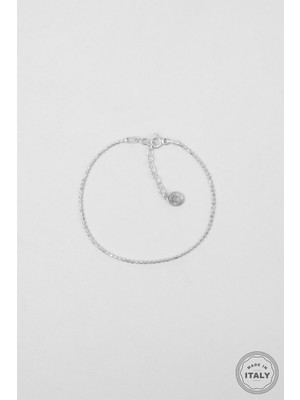 So CHIC İtalyan Serena 18 Ayar Beyaz Altın Kaplama 19 Cm Gümüş Zincir Bileklik