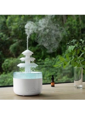 Tedaks 3 Katlı Şelale Yağmur Tasarımlı Ultrasonik Aroma Difüzör – 6 Renk LED Işıklı Hava Nemlendirici