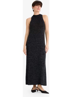 DeFacto A Kesim Yarım Balıkçı Yaka Triko Kolsuz Maxi Elbise E0056AX25WN