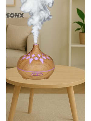 Tedaks Sonx Aroma Difüzör Gece Işığı 7 LED Desenli Nemlendirici Kumandalı Buhar Makinesi 550 ml