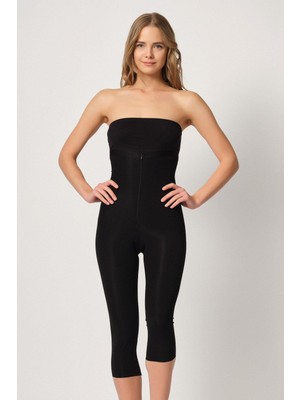 Çamaşır Kenti Siyah Mı Emay 2868 Fermuarlı Kapri Tayt Lazer Korse