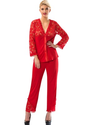 Çamaşır Kenti Kırmızı Penye Pijama Takımı - 1570