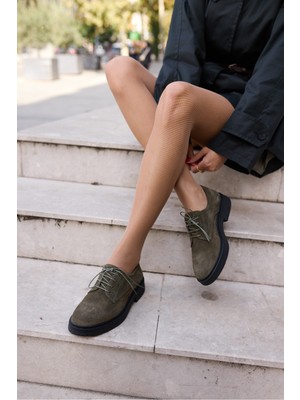 Angelina Jones Lech Kadın Kahve Gercek Suet Loafer Bagcıklı Ayakkabi