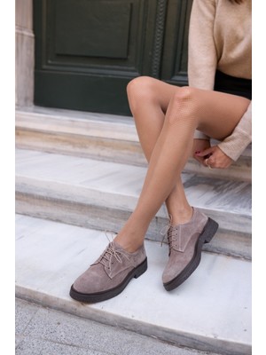 Angelina Jones Lech Kadın Kahve Gercek Suet Loafer Bagcıklı Ayakkabi