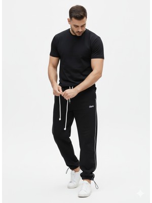 Miadora Cotton Yüksek Kalite Stwd Baskılı 3 Iplik Baggy Içi Şardonlu Cepli Paçası Ayarlanabilir Eşofman Altı