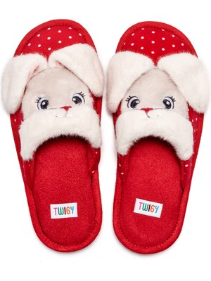Twigy Bunny Çocuk Ev Terliği Kırmızı 30/35