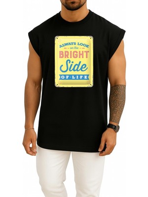 Bahriyeli Collection Oversize Always Look On The Bright Side Of Life Metal Monty Göğüs Tasarımlı Atlet