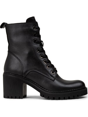 Deery Kadın Siyah Hakiki Deri Topuklu Postal Bot - 61970ZSYHC01