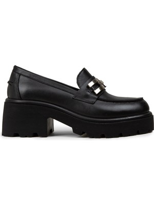 Deery Kadın Hakiki Deri Siyah Platform Makosen - 82412ZSYHC01