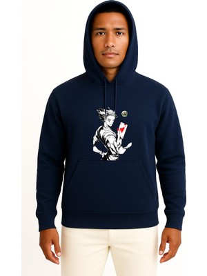 Bahriyeli Collection Kapüşonlu Hisoka Kurapika Gon Freecss Hunter Göğüs Tasarımlı Unisex Sweatshirt