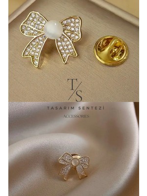 Tasarım Sentezi Broş Metal Rozet Fiyonk Kurdele Incili Taşlı Mini Yaka Kıyafet Şapka Takı Aksesuar Hediye