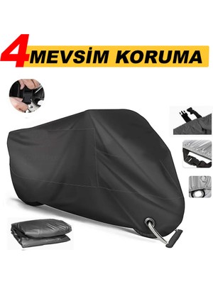 Autozel Mondial 125 Mc Roadracer Motor Brandası ( Kilit Uyumlu) Siyah Motorsiket Brandası Motor Örtüsü Çadır Su Geçirmez Motosiklet Brandası