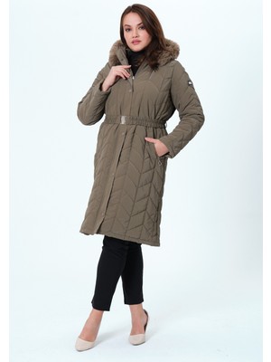 Meralcan Kaddın Büyük Beden Astarlı  Nova Kumaş Kapitone Mont