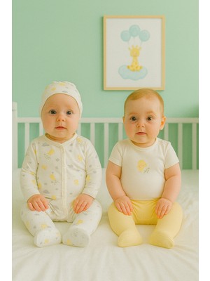 Kidaxi Kız Bebek 4\'lü Baskılı Takım (1-3 / 3-6 Ay)