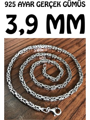 Takı Dükkanı Zincir Kare Kral Model Gümüş Erkek Kolye  MSN18K