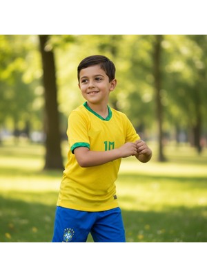 Bite Nose Neymar Brezilya Milli Takım T-Shirt Sarı Halı Saha Forması