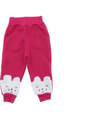 Paça Wefsoft Kedi Nakışlı Üç Iplik Şardonlu Eşofman Alt - Fuşya - 1 - 2  Yaş Fuşya