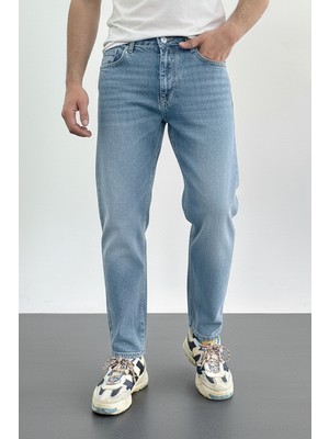 Edwox Erkek Boyfriend Geniş Kesim Kot Pantolon Açık Mavi EDW425