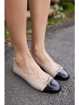 Angelina Jones Silvas Kadın Siyah Gercek Deri Pisi Babet