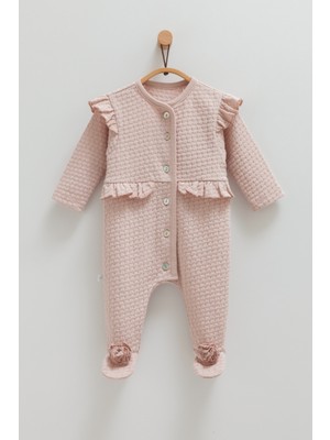 Beautıful Önden Düğmeli Tulum Vizon