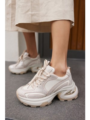 Angelina Jones Sochı Kadın Bej Tas Detay Ithal Taban Sneaker