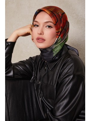 Lêvi D'or Siyah Karışık Benek Desen Twill İpek Eşarp